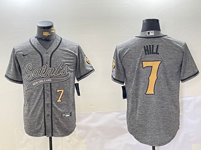 Men New Orleans Saints #7 Hill Grey Joint Name 2024 Nike Limited NFL Jersey style 2->indianapolis colts->NFL Jersey